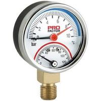 Термоманометр d63 мм, радиальный 10 бар; 0-120°C  PROFactor (PF SG 872-10)