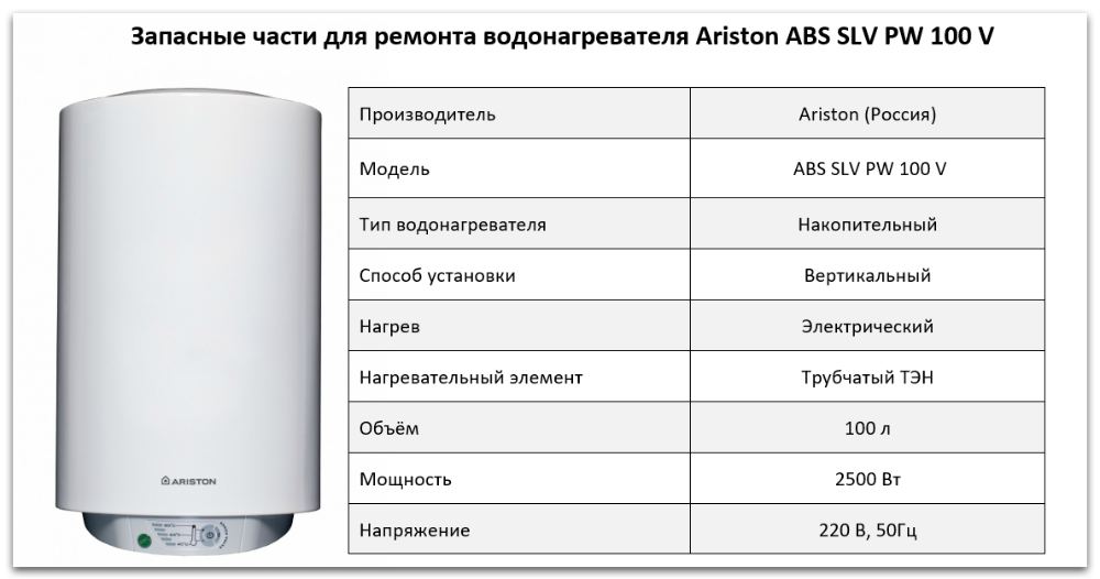 Купить запчасти Ariston ABS SLV PW 100 V в Костанае