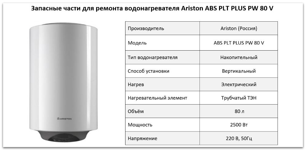 Купить запчасти Ariston ABS PLT PLUS PW 80 V в Костанае